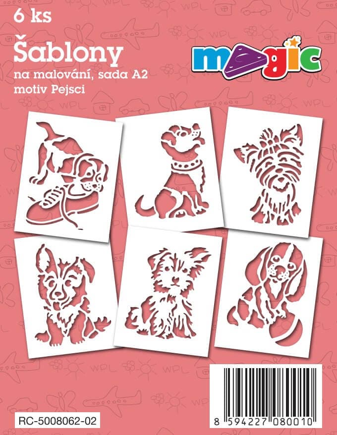 Magic šablony papírové Pejsci A2 sada 6 kusů
