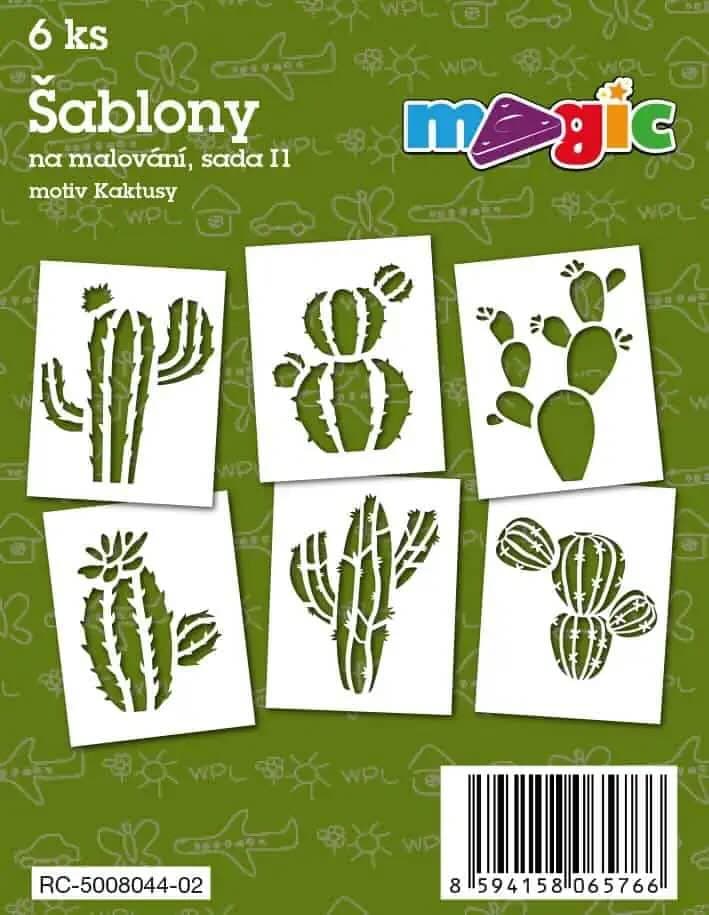 Magic papírové šablony kaktusy sada 6 kusů textil