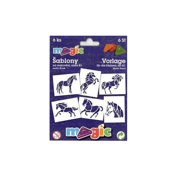 Magic šablony papírové koně sada 6 kusů K1
