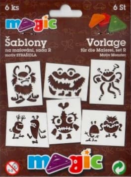 Magic šablony papírové sada Strašidla 6 kusů čelní pohled