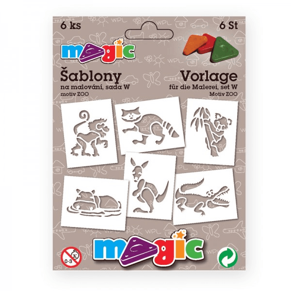 Magic šablony papírové ZOO sada 6 kusů čelní pohled