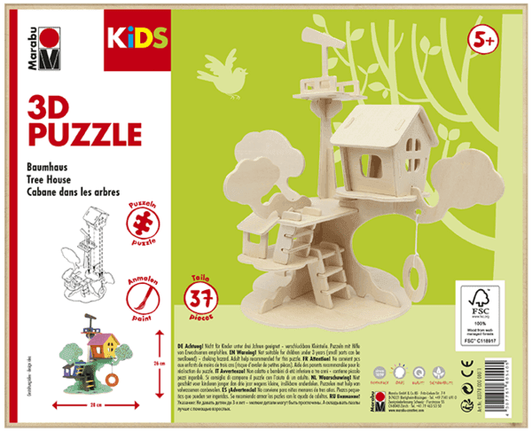 Marabu MARA 3D puzzle dřevěné stromový dům sestavení