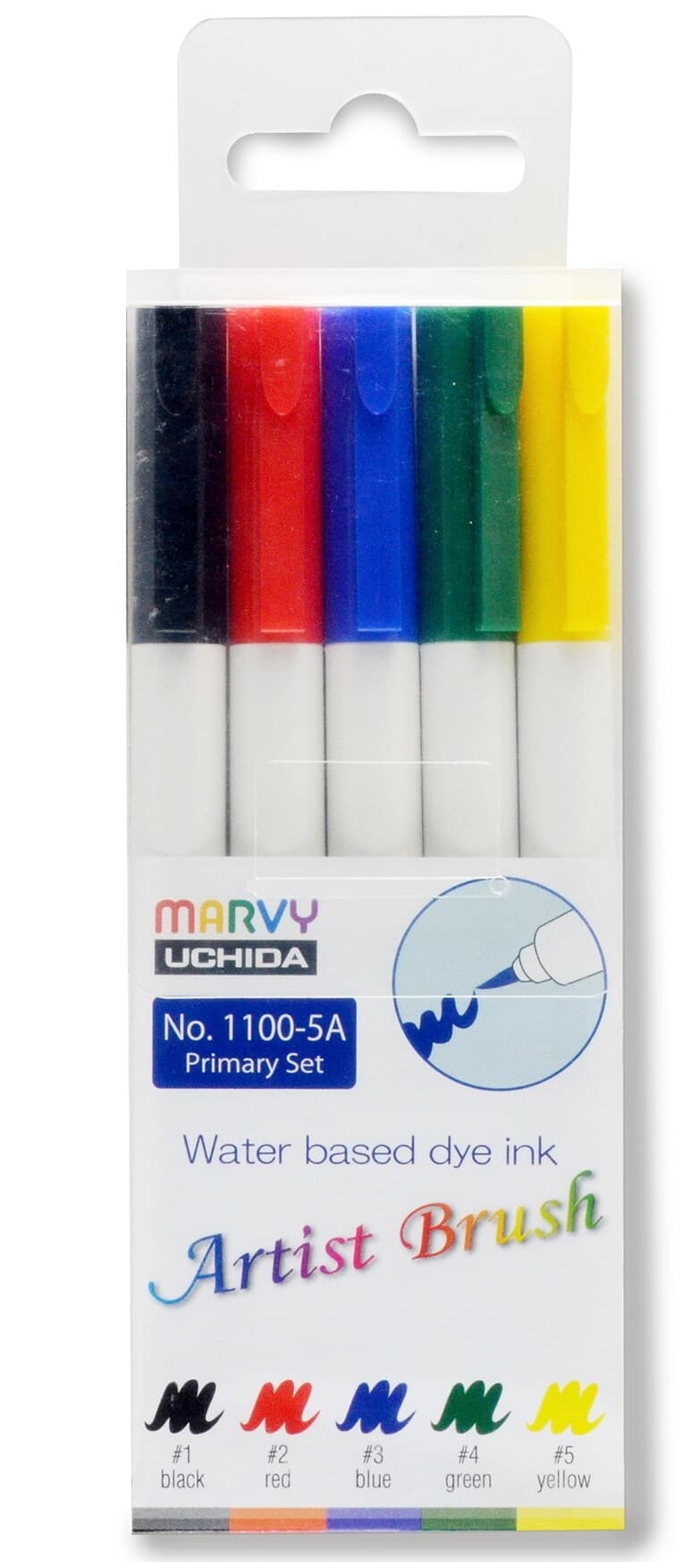 Marvy Artist Brush fixy sada 5ks PRIMARY štětcový hrot