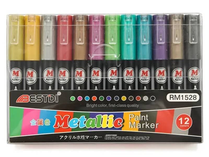 BestDi metalické akrylové popisovače sada barevných fixů