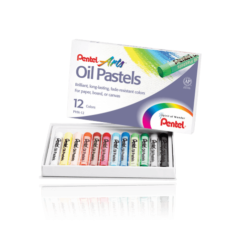 Pentel olejové pastely sada 12 barev čelní pohled