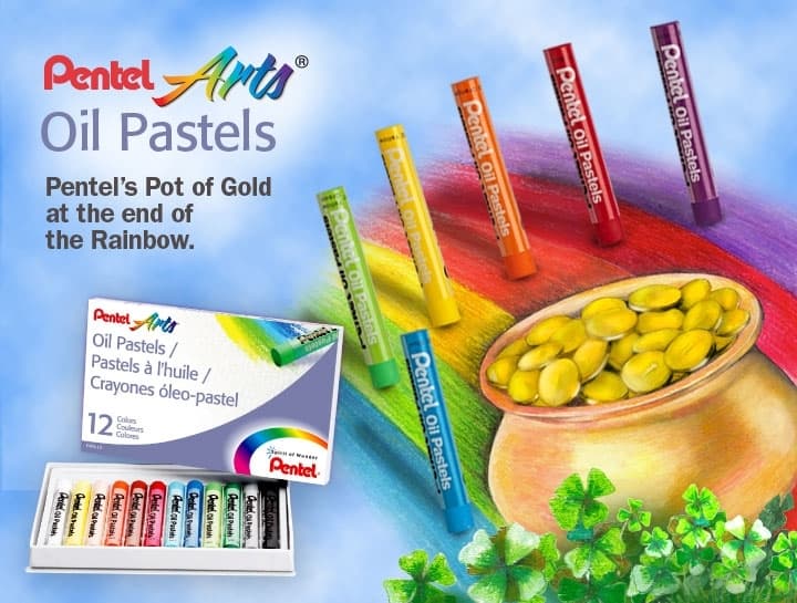 Detail olejových pastelů Pentel 16 barevných odstínů