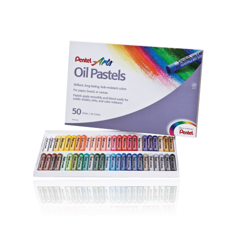 Olejové pastely Pentel sada 50 barev čelní pohled