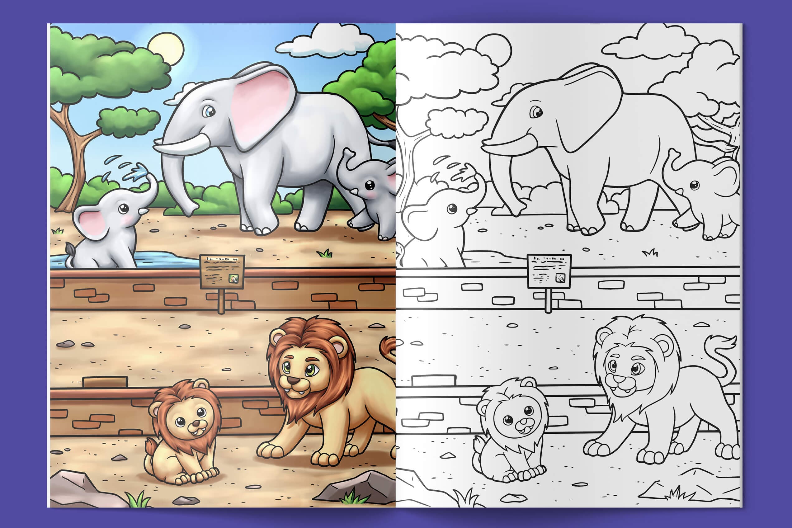 Detail stránek omalovánky Pro tvoření se zvířátky