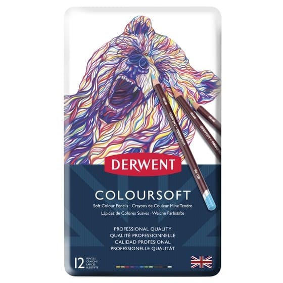 Derwent Coloursoft sada 12 uměleckých pastelů kulatého provedení