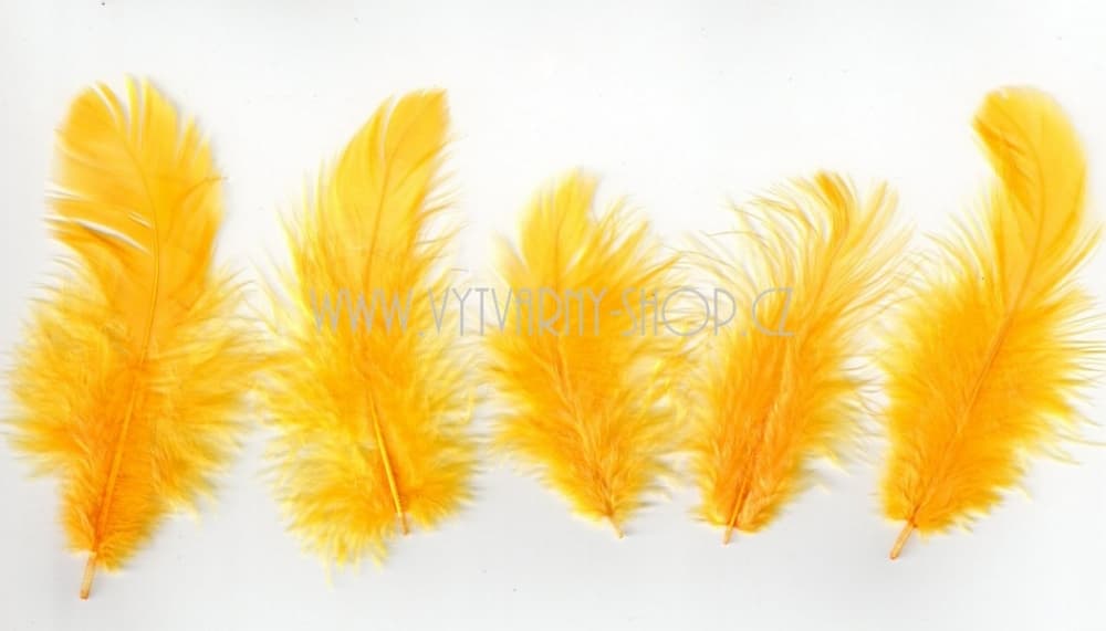 Žlutá tmavě peříčka 6-10 cm kreativní tvoření sada