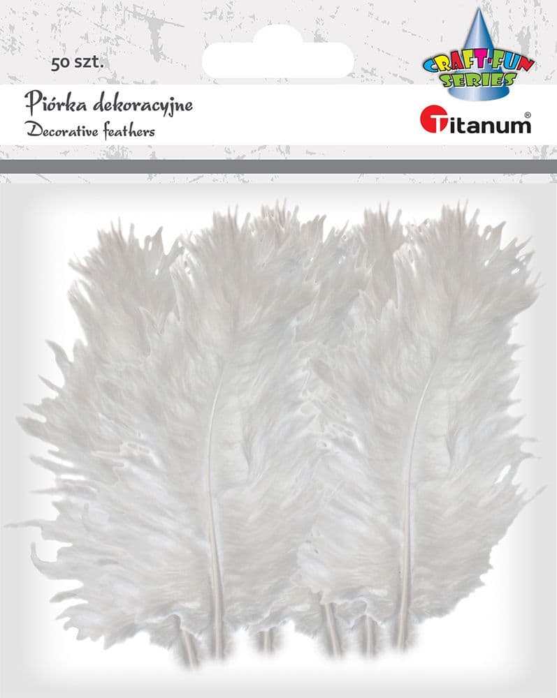 Titanum bílá rozčepýřená peříčka kreativní tvoření 50 kusů