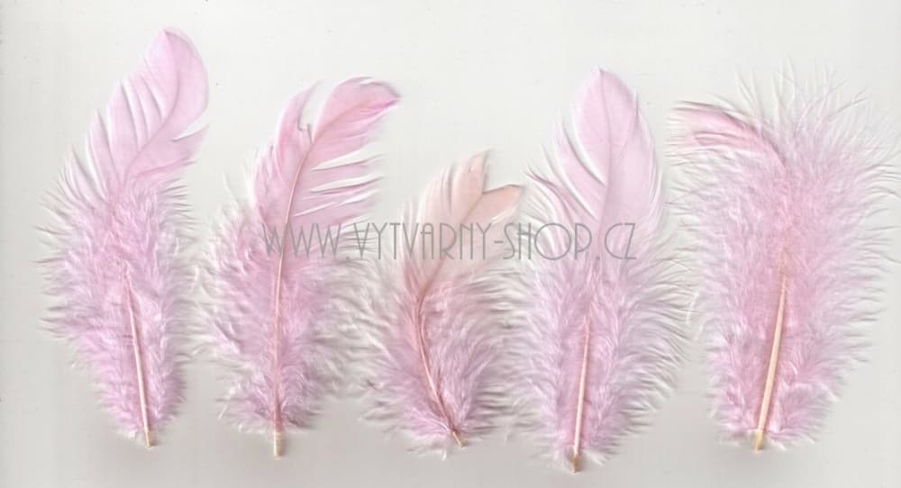 Pastelově růžová peříčka 6-10 cm kreativní tvoření 10g