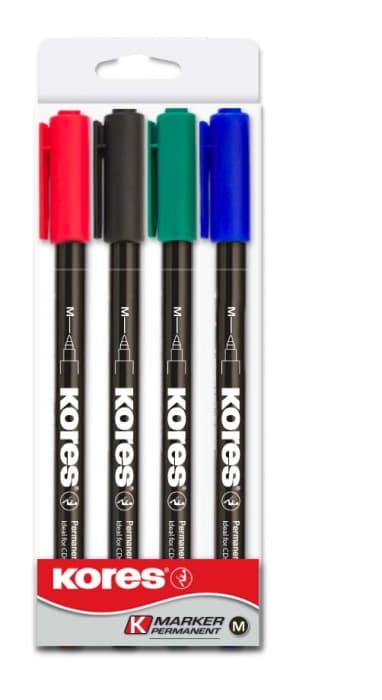 Permanentní popisovač Kores M 1 mm sada 4 ks