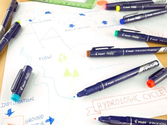 Detail hrotu Pilot Frixion 4104 modré barvy