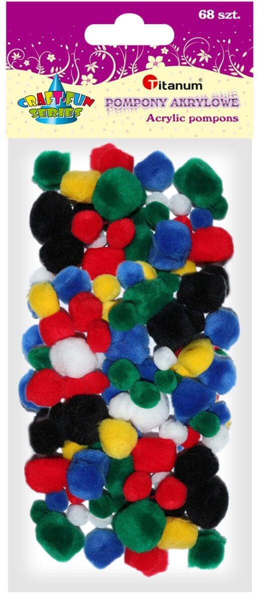 Titanum bambulky pompom barevný mix 68 kusů scrapbooking