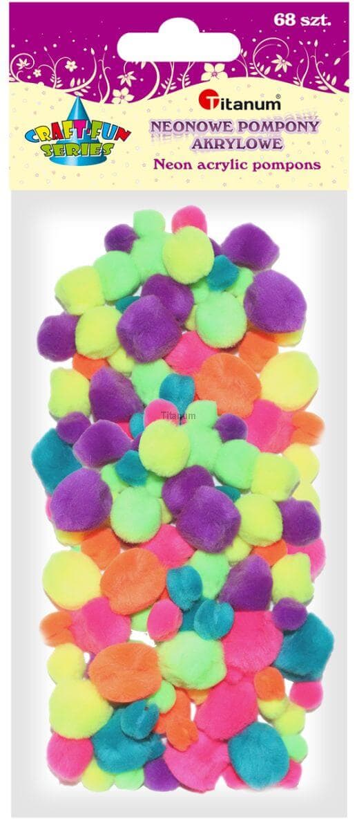Titanum bambulky pompom neonový mix 68 kusů scrapbooking