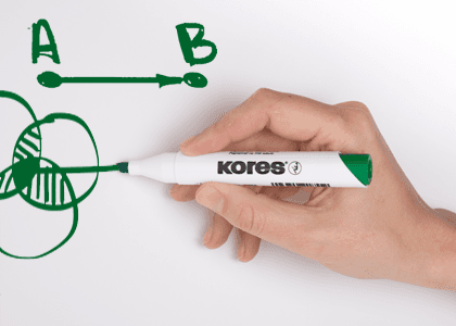 Psaní černým fixem Kores 20830 šířka linky 3 mm