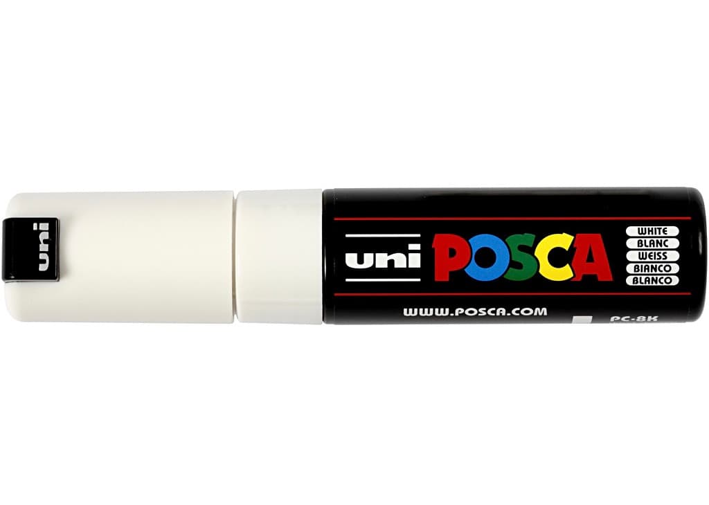Detail hrotu Uni Posca 8K bílý 8 mm