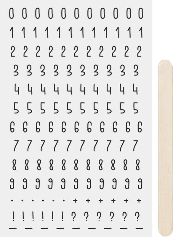 Detail černé šablony Heyda s čísly Propisot