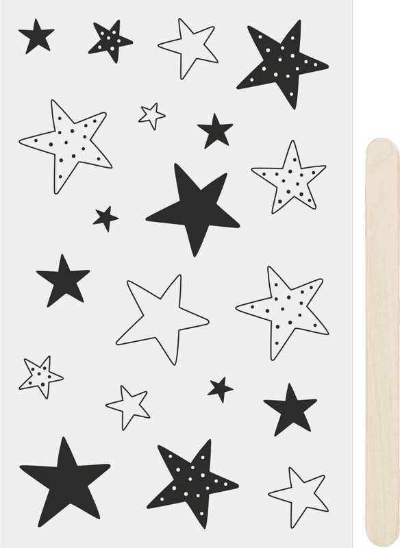 Detail vzoru hvězd na černém Propisotu Heyda