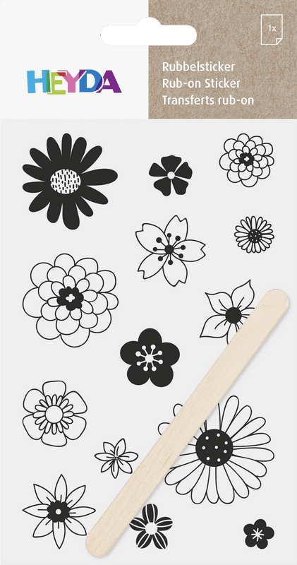 Heyda Propisot černý 10x19 cm vzor kytky