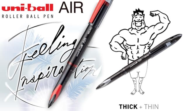 Pero Uni ball AIR roller černé boční pohled