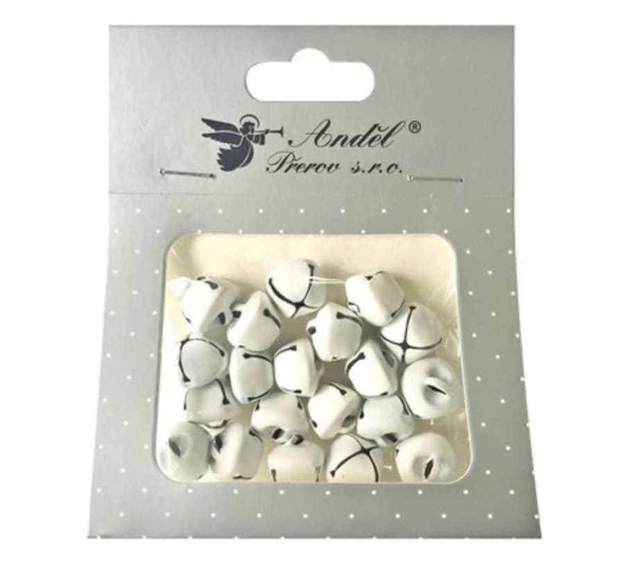 Amos bílé rolničky 15 mm sada 20 kusů