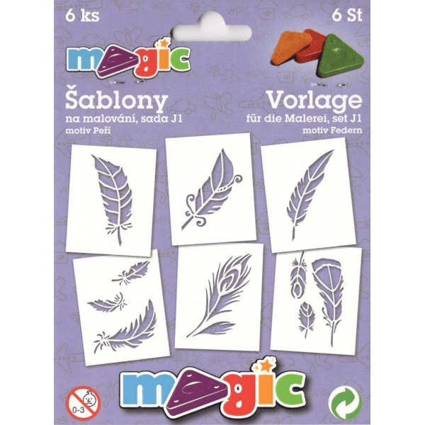 Magic šablony papírové sada peří 6 kusů J1