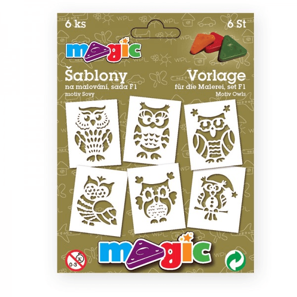 Magic šablony papírové sovy sada 6 kusů F1