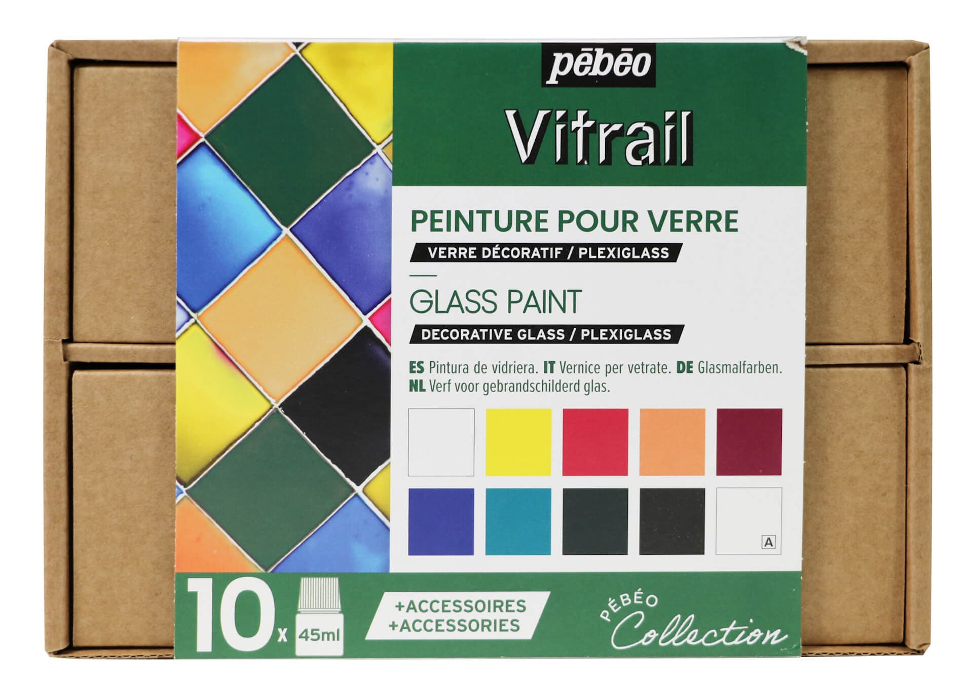 Pébéo Vitrail sada barev na sklo 10x45 ml