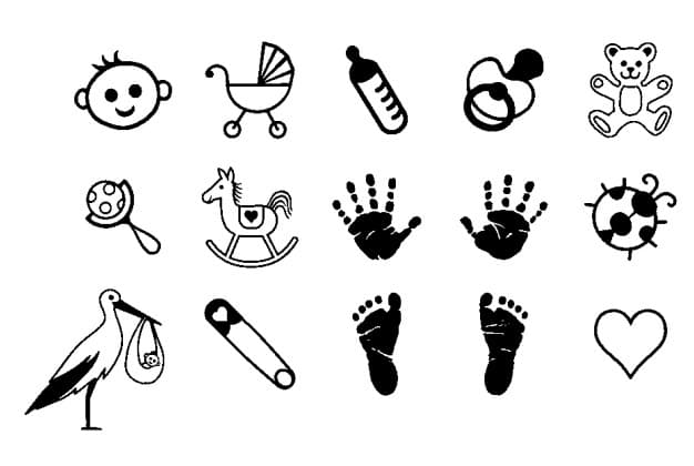 Sada 15 ks razítek HEYDA Baby pro děti