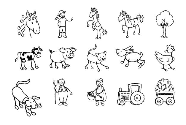 Sada 15 razítek Heyda Koně a statek