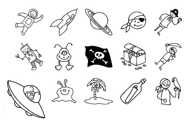 Sada 15 razítek Heyda Piráti a vesmír