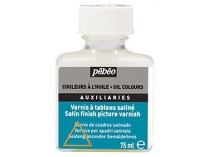 Aplikace saténového laku Pébéo na olejovou malbu