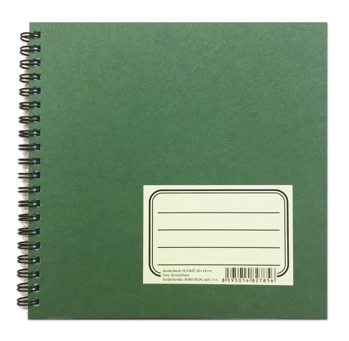 Bobo-Blok Zelenáč skicák 30x30 cm 190 g/m2 kroužková vazba