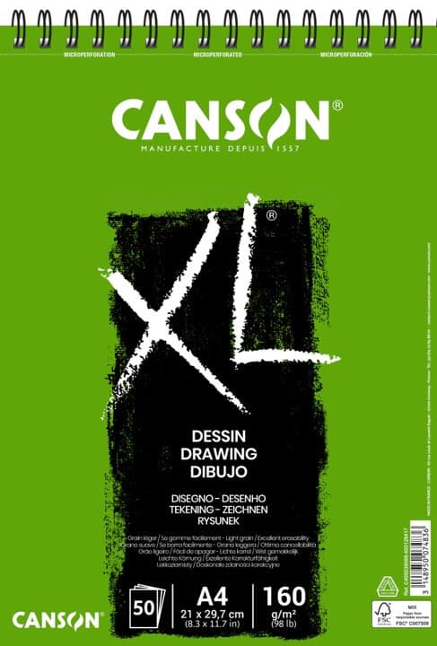 Canson XL Dessin A4 skicák 160g kovová kroužková vazba