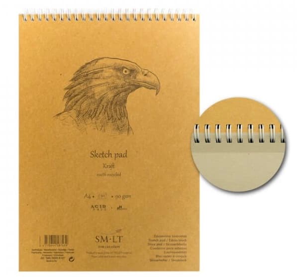 SM.LT skicák Kraft A5 90g lepená vazba 60 listů