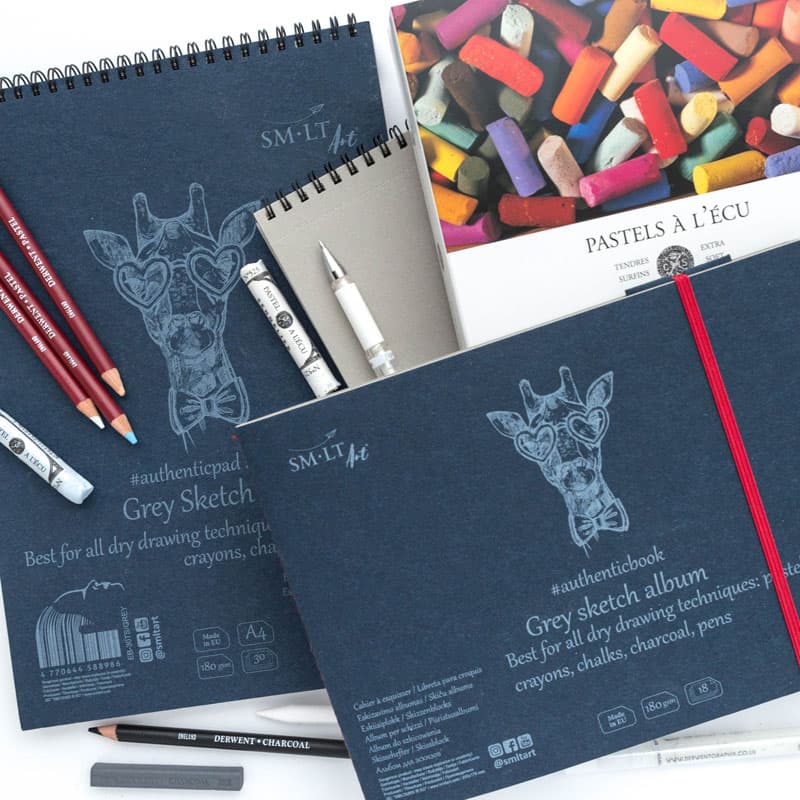 SM.LT Grey skicák A5 blok boční pohled kroužky