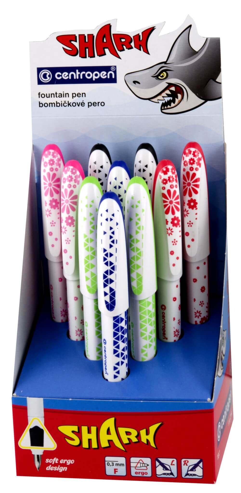 Detail hrotu plnicího pera Centropen Shark pro školáky