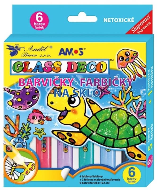 Slupovací barvy AMOS sada 6 barev se šablonami