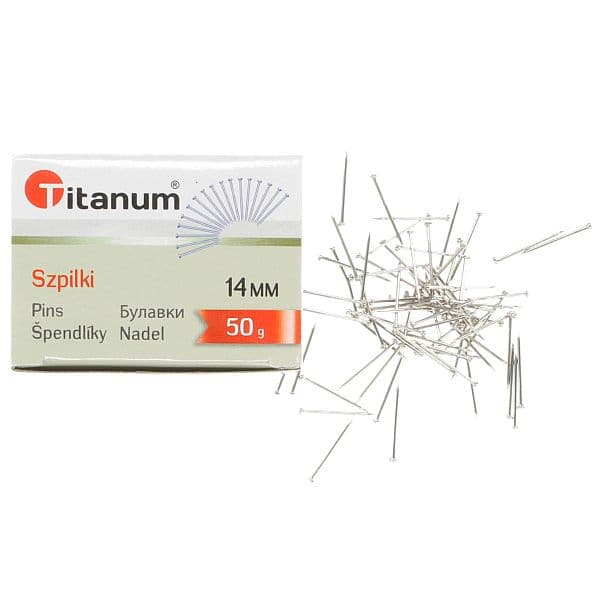 Detail stříbrných špendlíků Titanum 14mm balení 50g