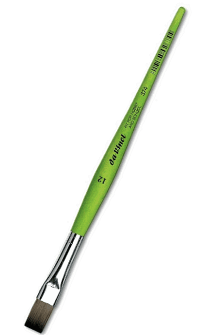 DaVinci zelený plochý štětec 374-12 syntetický krátký