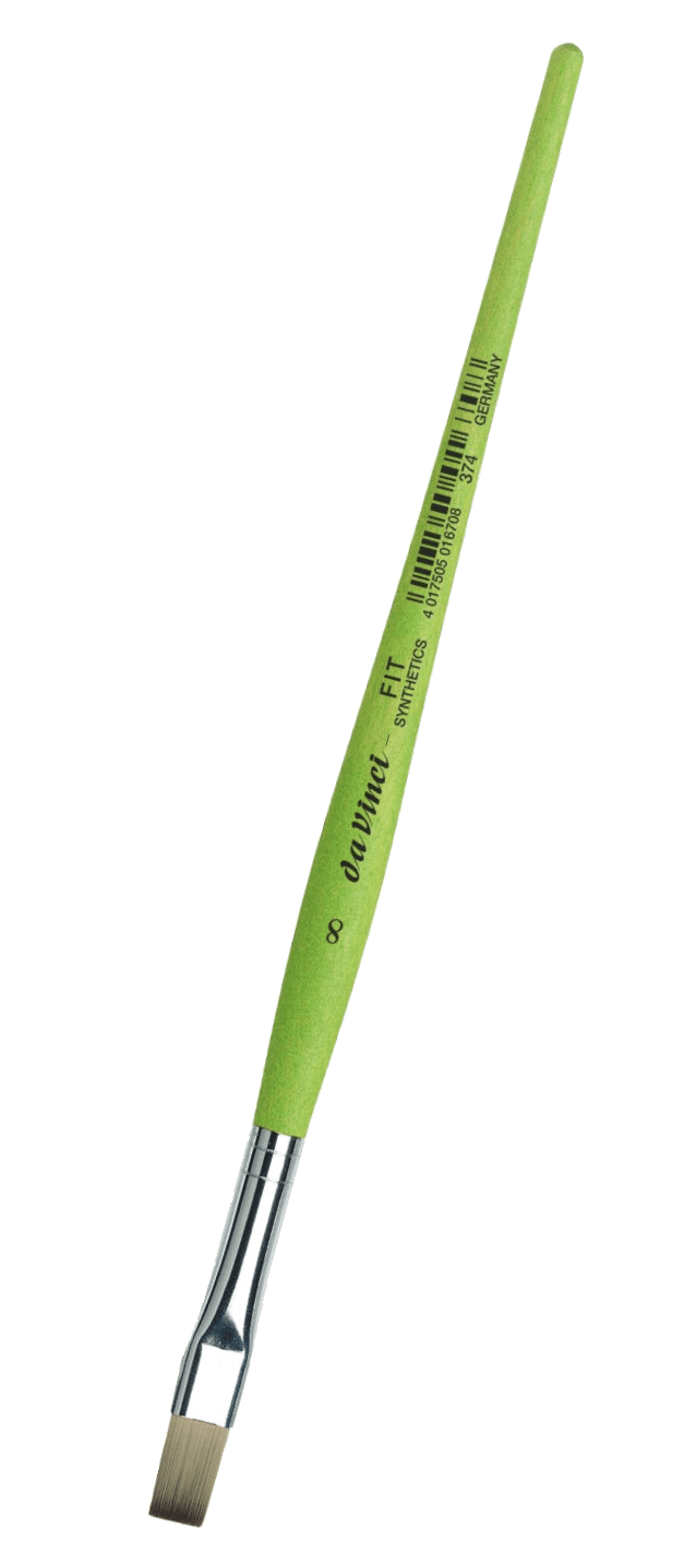 DaVinci zelený plochý štětec 374 krátký syntetický