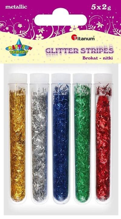 Sypké glitry paličky Titanum sada 5 barev scrapbooking
