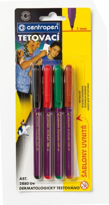 Tetovací popisovače Centropen sada 4 ks přední pohled