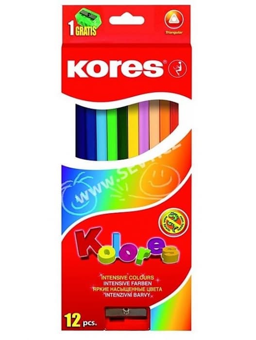 Kores trojhranné pastelky sada 12 barev pro děti
