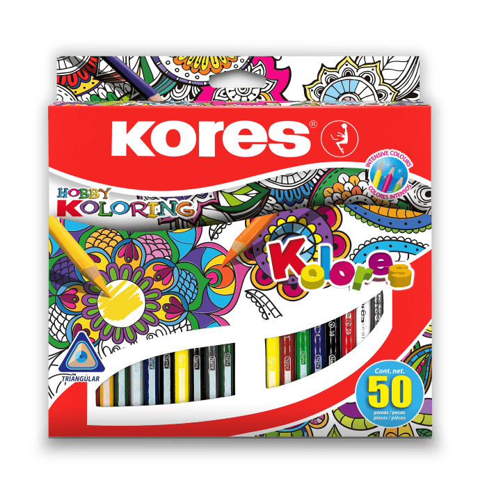 Kores Mandala trojhranné pastelky sada 50 barev