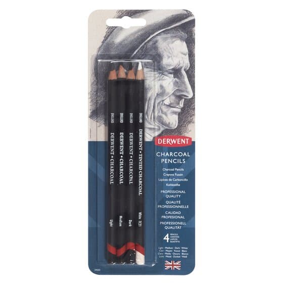 Derwent Charcoal sada 4 kusů přírodních uhlů kreslení
