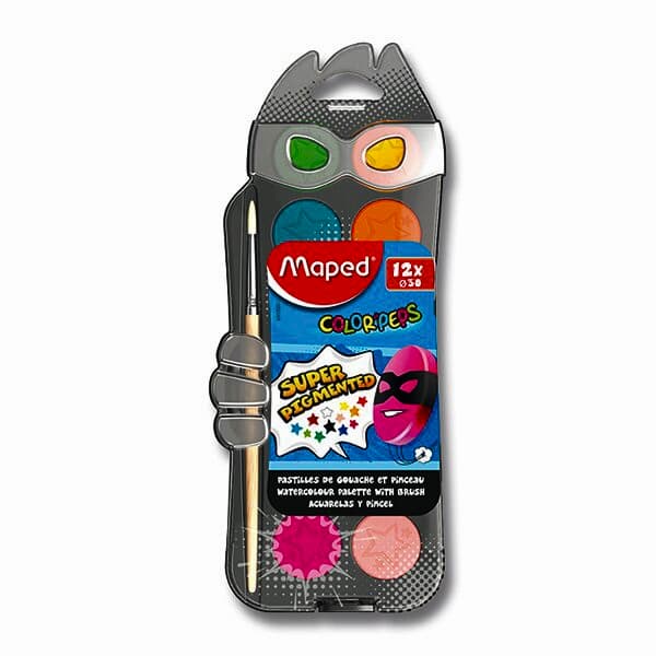 Maped vodové barvy 12 barev s velkými pánvičkami 30mm