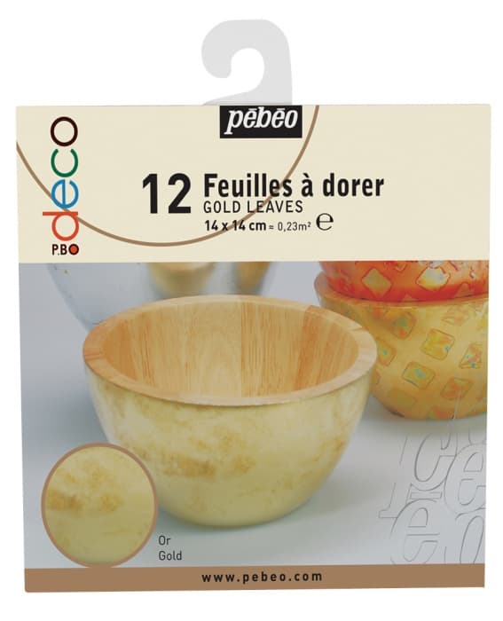 Pébéo zlaté listy 12 ks zlatá barva čelní pohled